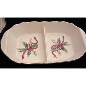 Charter Club Winter Garland Divided Vegetable Serving Bowl Christmas Macy's